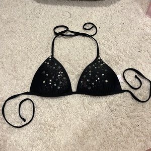 Embellished Moulded Triangle Bikini Top - S